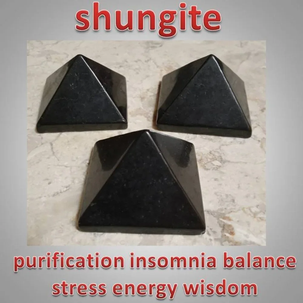 One SHUNGITE pyramid  rock stone crystal  purification : insomnia EMF block